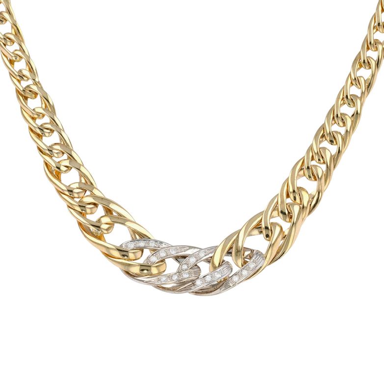 Collier maille en chute diamants 0.36 carat 2 ors 34.80g Comme neuf -  reconditionné disponible sur Gemme Les Bijoux